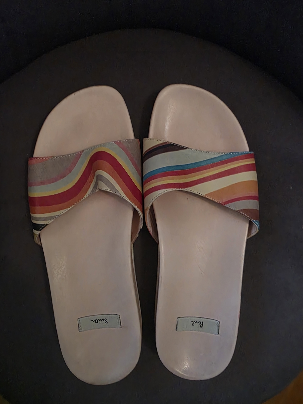 Rare Paul Smith Multicolor Swirl Leather  Slide Sandals  US Size 6